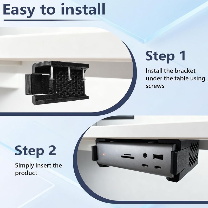 CeoNic Under Desk Mount Bracket for CalDigit TS5 Plus Dock, Secure Clip-in Design, Heat Distribution - Image 2